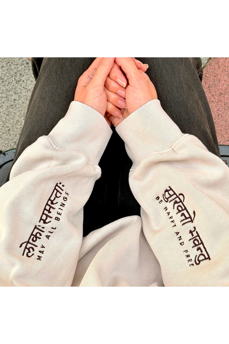 May All Beings Be Happy And Free Sweatshirt + Manifestation Kit, Alternate, color, Faded Bone