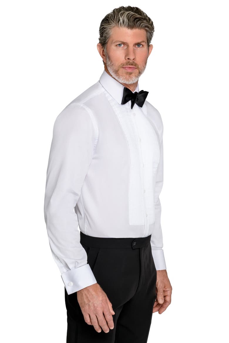 Slim Fit Pleated Tuxedo Shirt, Alternate, color, WHITE