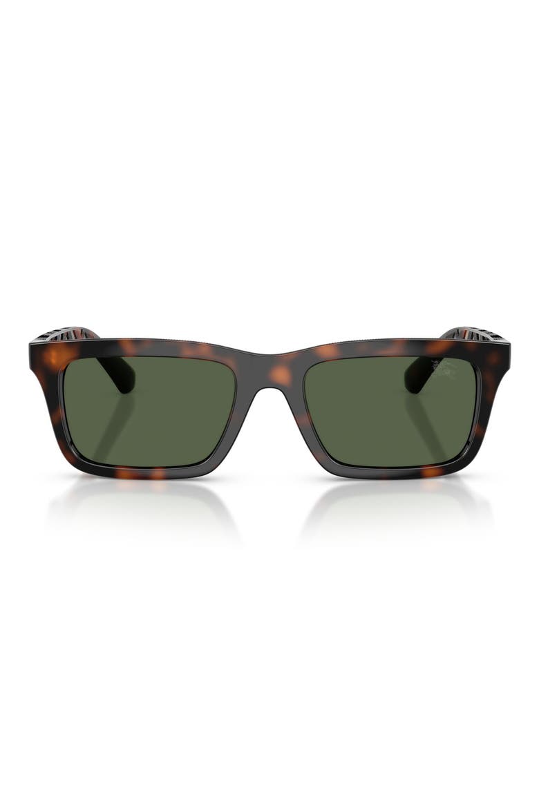 53mm Polarized Rectangular Sunglasses, Main, color, DARK HAVANA / DARK GREEN POLAR