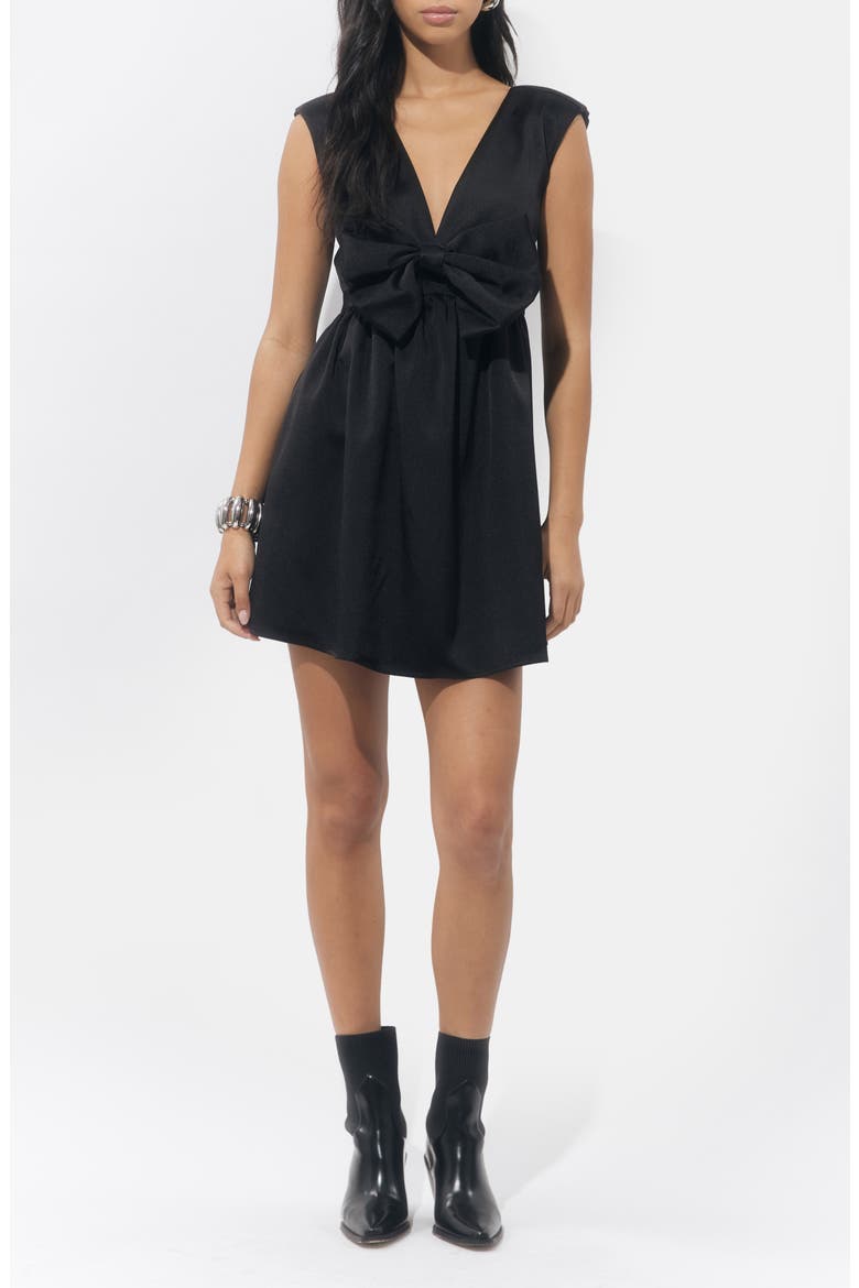 Elaine Taffeta Bow Minidress, Main, color, BLACK
