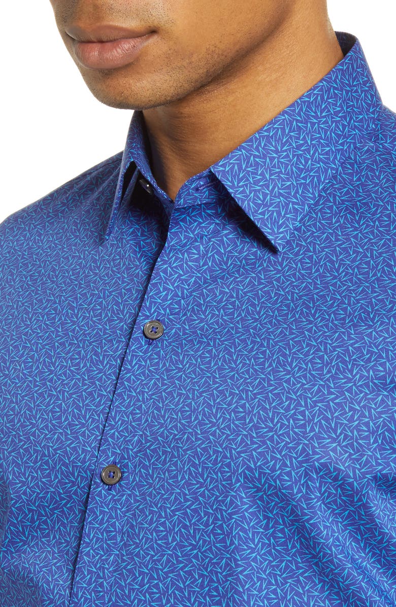 Zachary Prell Perbellini Classic Fit Geo Short Sleeve Stretch Button-Up Shirt, Alternate, color, 