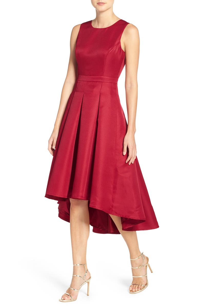 Lulus Cutout Back Tea Length High/Low Dress, Alternate, color, 