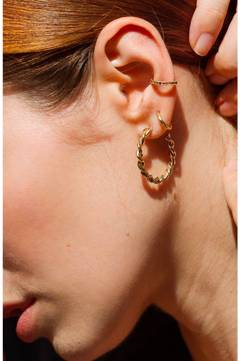 Huggies Earrings, Alternate, color, Yellow Gold Vermeil