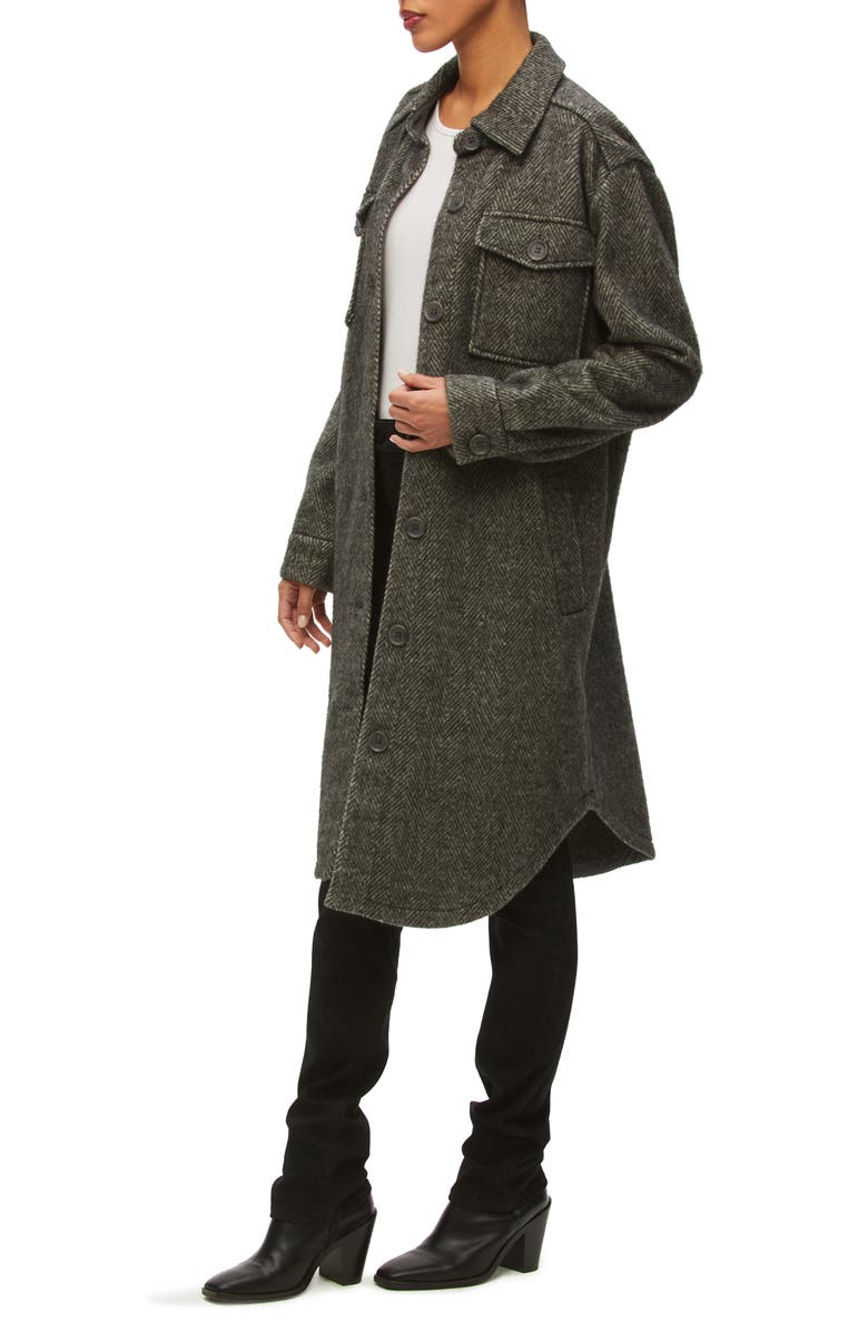 Michael Stars Gwen Herringbone Longline Shirt Jacket, Alternate, color, 