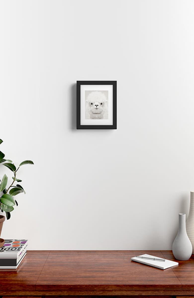 Deny Designs Monika Strigel - Smiling Alpaca Framed Art Print, Alternate, color, Black-White