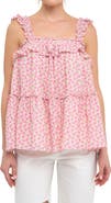 Free the Roses Floral Ruffle Flounce Tank
