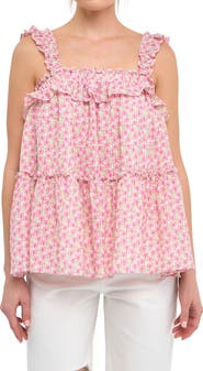 Free the Roses Floral Ruffle Flounce Tank