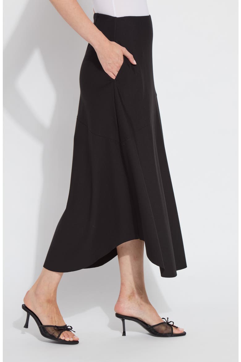 'Lyssentials A-Line Ponte Midi Skirt, Alternate, color, BLACK
