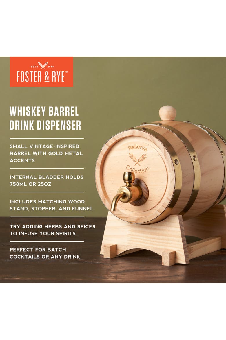 Whiskey Barrel Drink Dispenser, Alternate, color, Brown