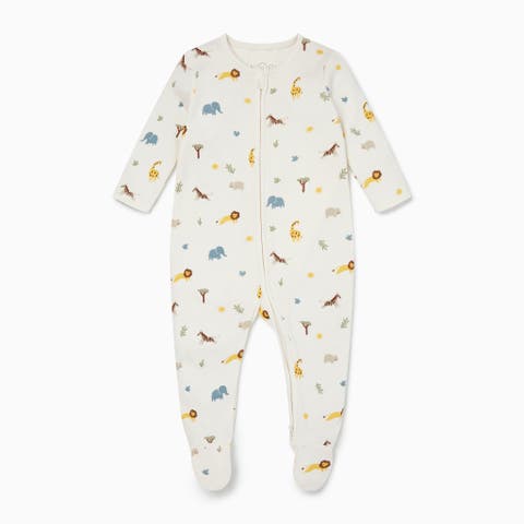 Safari Print Two Way Zip-Up Sleepsuit (Baby)