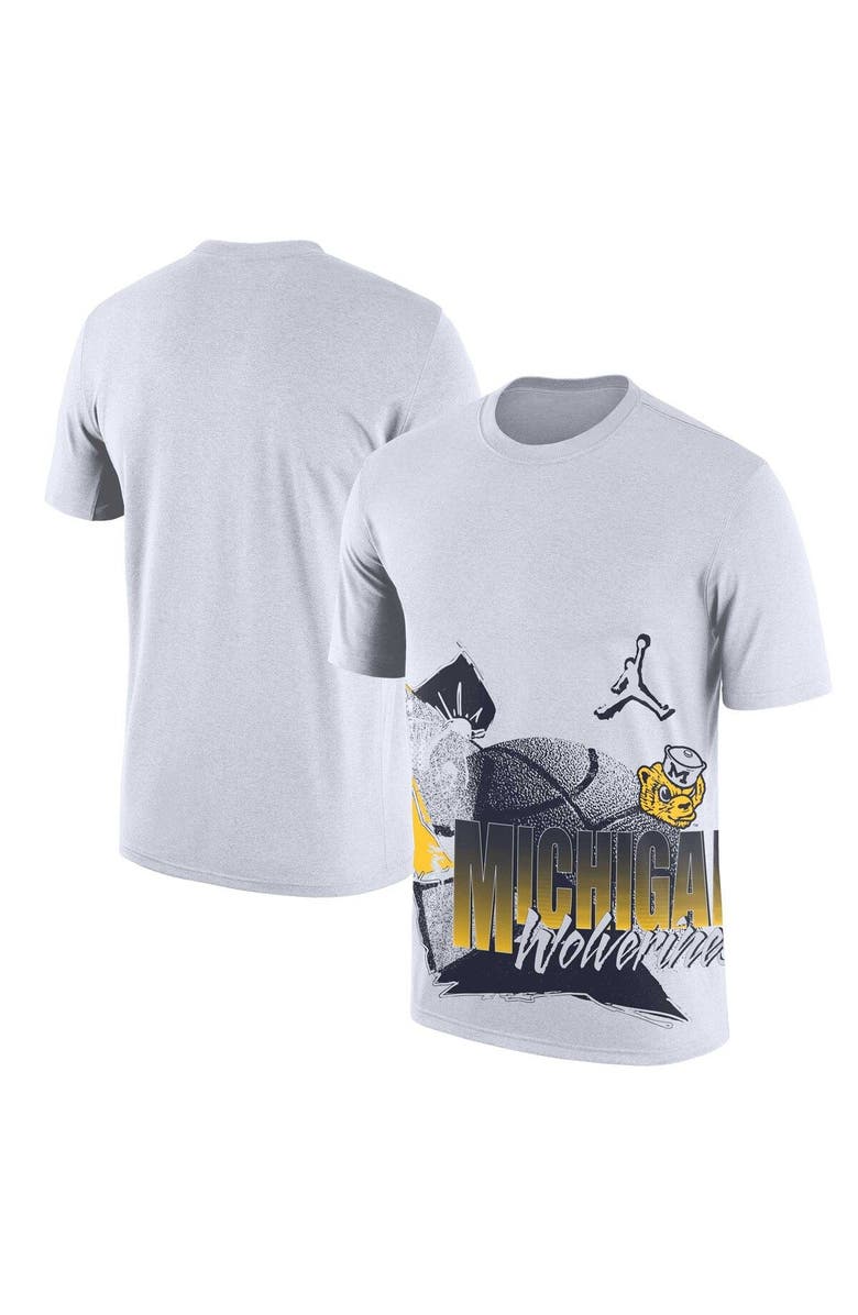 Jordan Brand Men's Jordan Brand White Michigan Wolverines Basketball 90s Hoop Max T-Shirt, Alternate, color, 