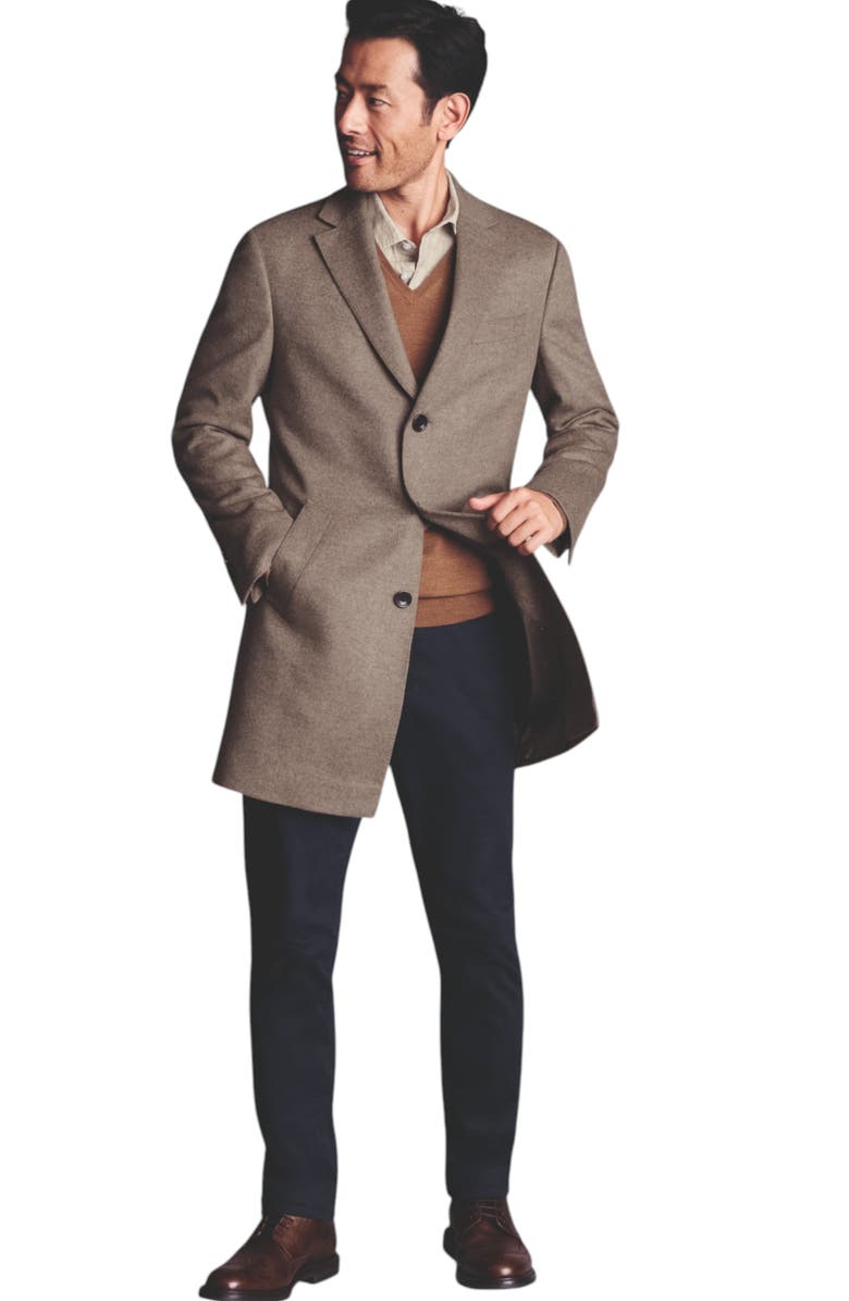 Charles Tyrwhitt Pure Wool Overcoat, Alternate, color, Oatmeal