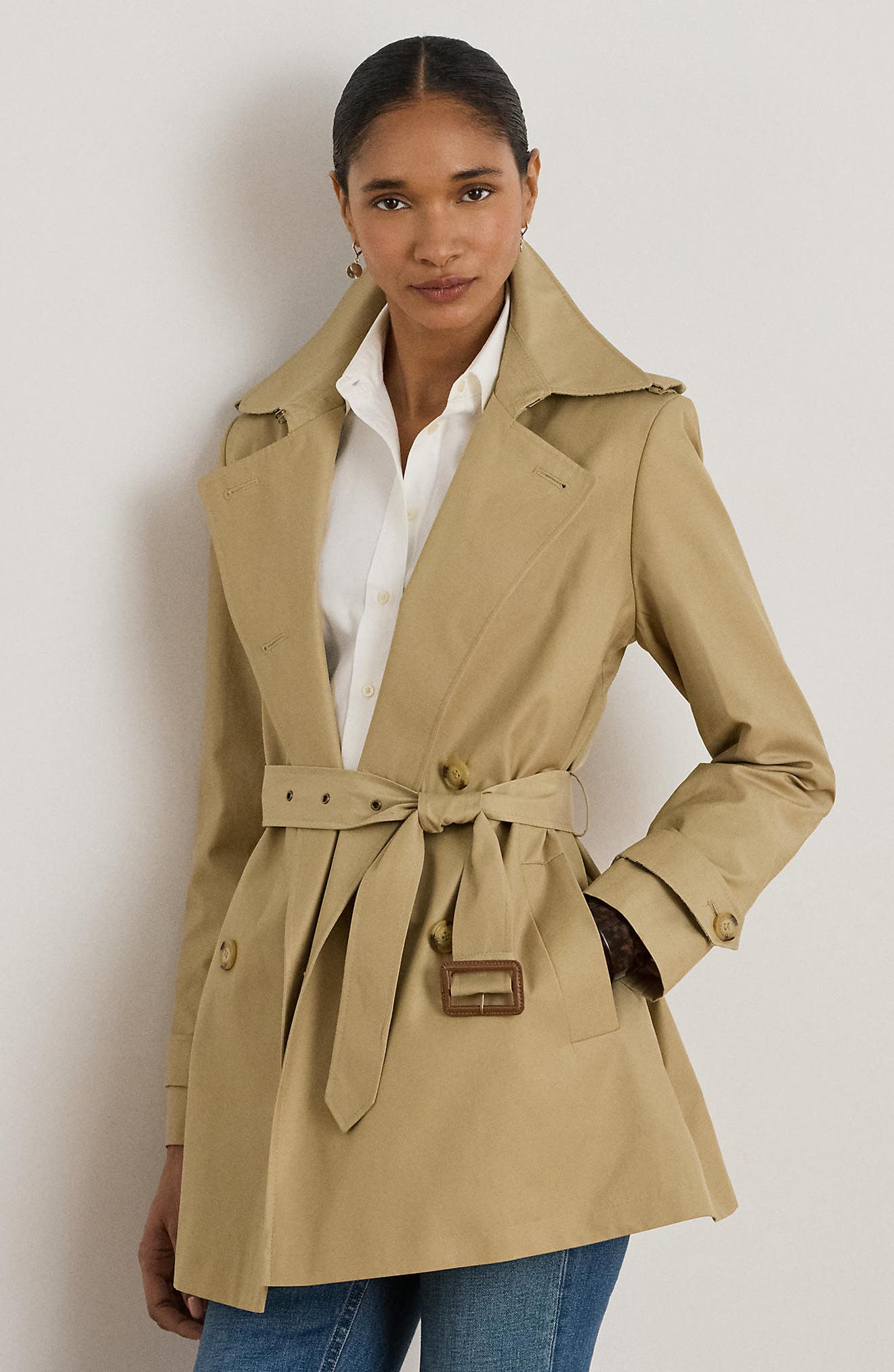 Женские Lauren Ralph Lauren Double Breasted Cotton Blend Jacket — фото 4