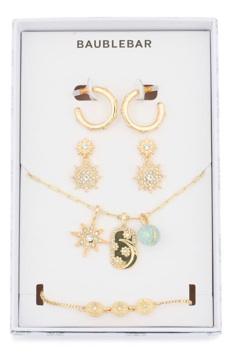 Celestial 4-Pack Earrings, Necklace & Bracelet Set