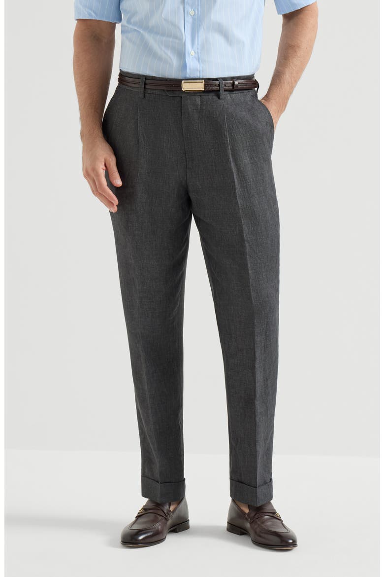 Délavé linen trousers, Main, color, Anthracite