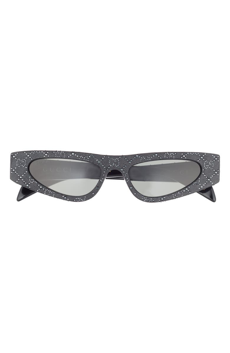 Gucci 52mm Cat Eye Sunglasses, Main, color, Black Black Grey