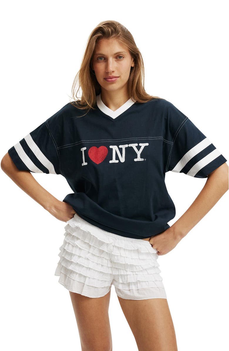 Cotton On Women's Lcn V Neck Oversized Graphic Tee, Alternate, color, 