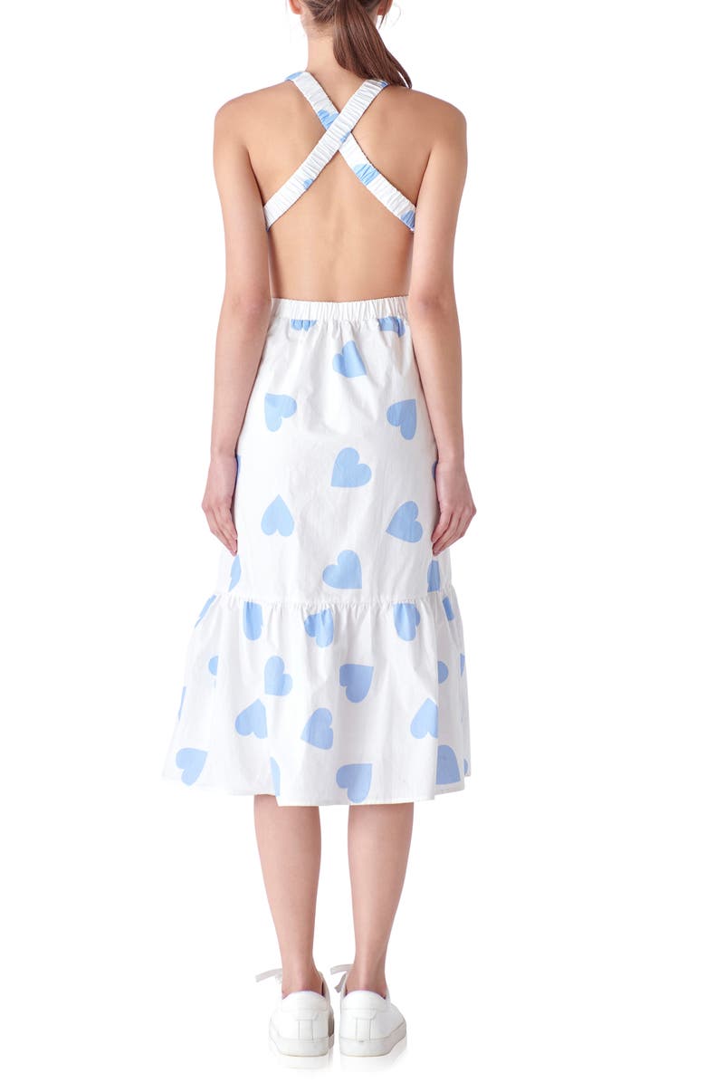 English Factory Heart Shape Crossback Midi Dress, Alternate, color, 