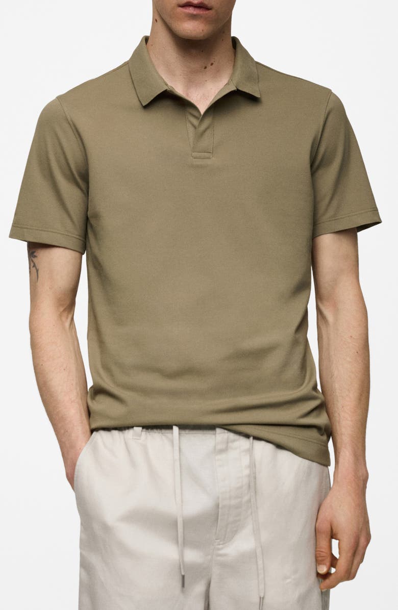 MANGO Cotton Blend Piqué Knit Polo, Main, color, 