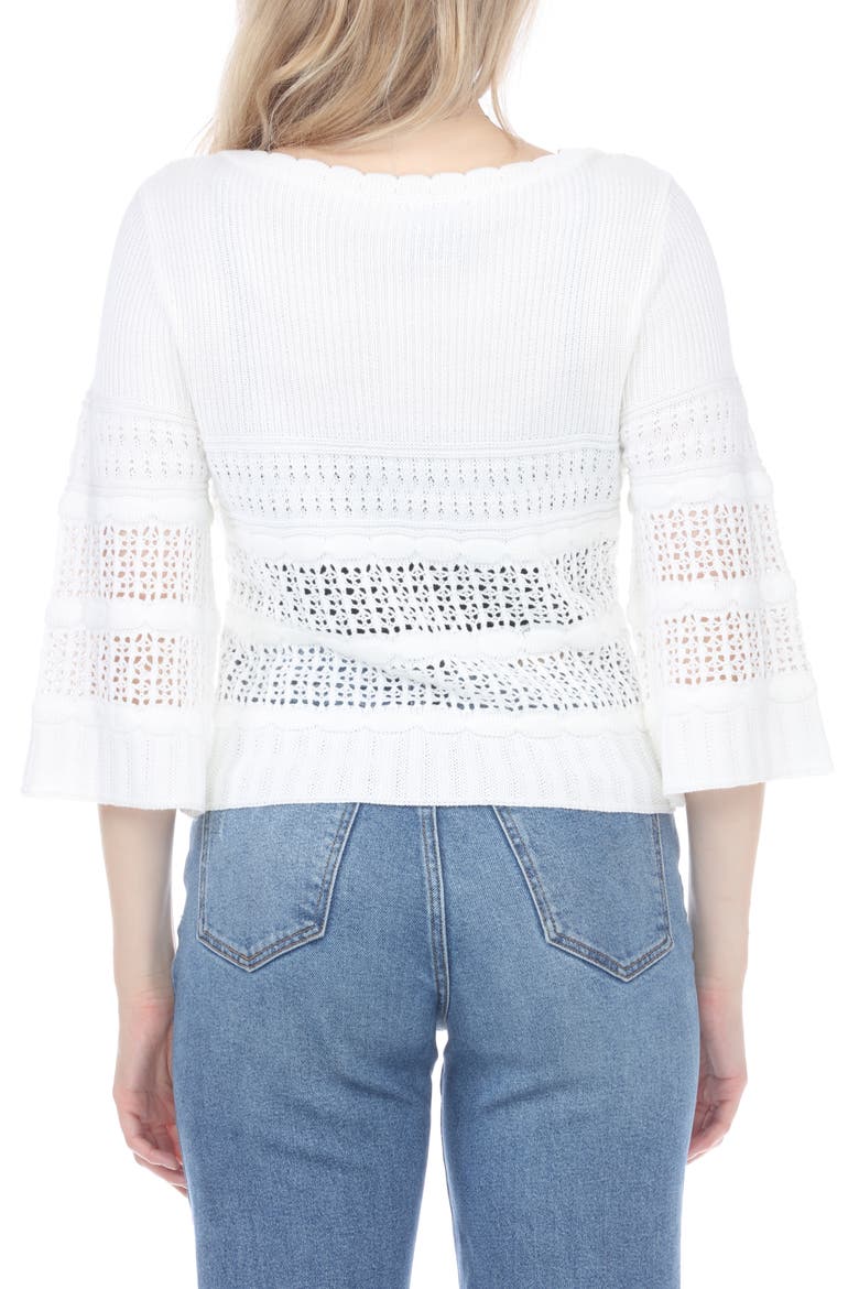Cropped Bell Sleeve Sweater, Alternate, color, WHITE