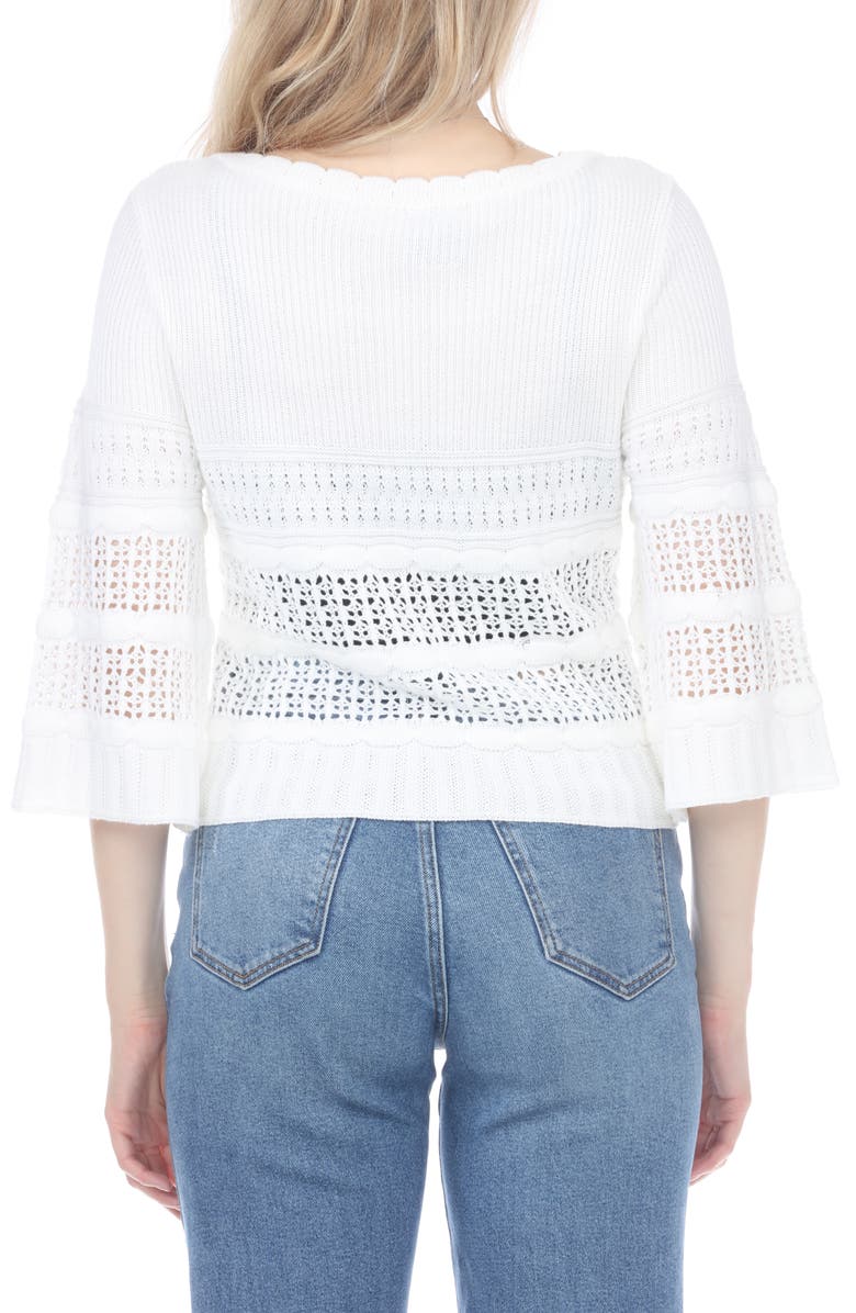 RAIN AND ROSE Cropped Bell Sleeve Sweater, Alternate, color, White