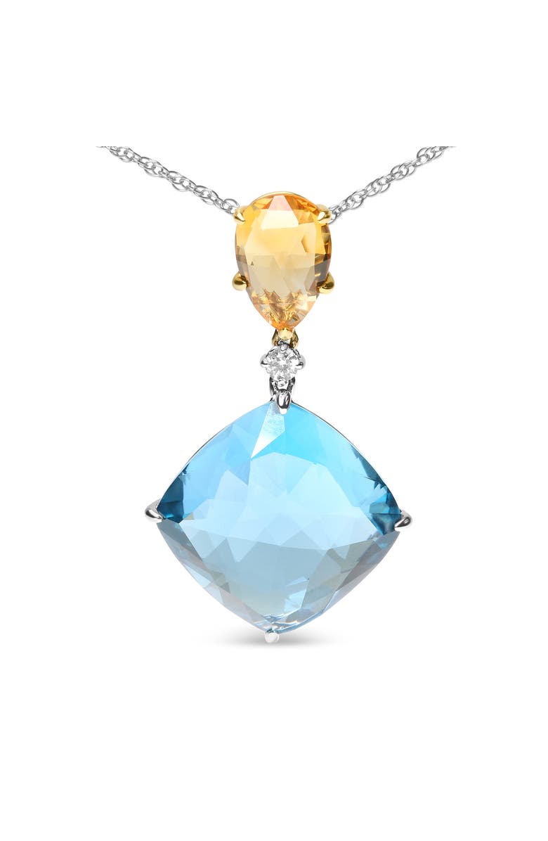 Haus of Brilliance 18K Gold Diamond Accent Citrine Topaz Dangle Pendant Necklace, Alternate, color, Yellow