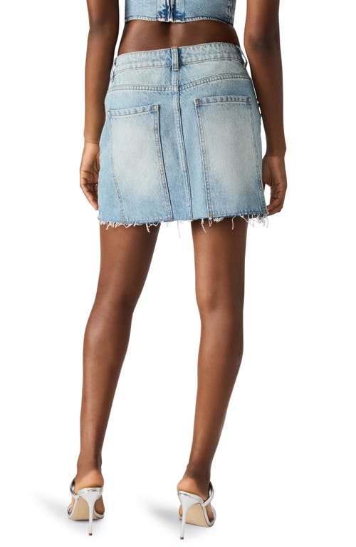Steve Madden Eras Rhinestone Raw Hem Denim Miniskirt