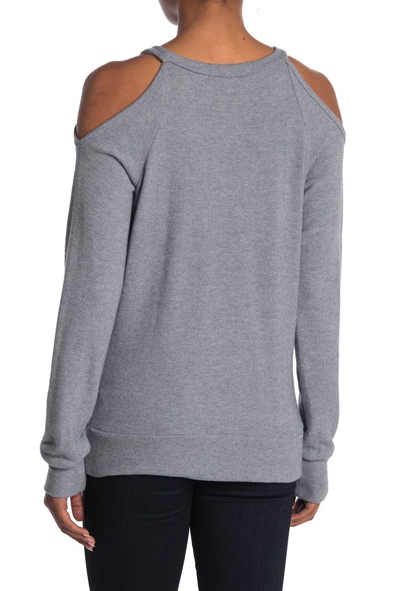 Cold Shoulder Knit Sweatshirt, Alternate, color, HEATHER GREY