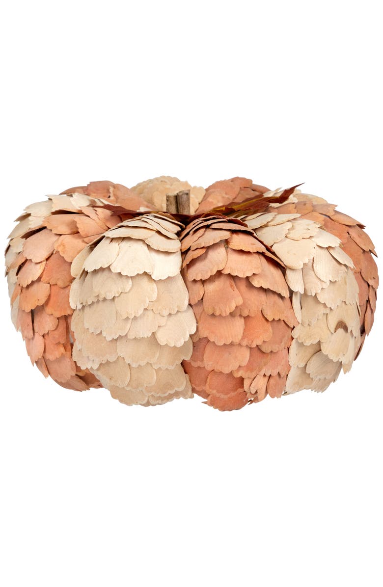 Northlight Layered Wood Petals Fall Harvest Pumpkin - 10", Alternate, color, 