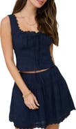 Blu Pepper Embroidered Eyelet Cotton Crop Tank