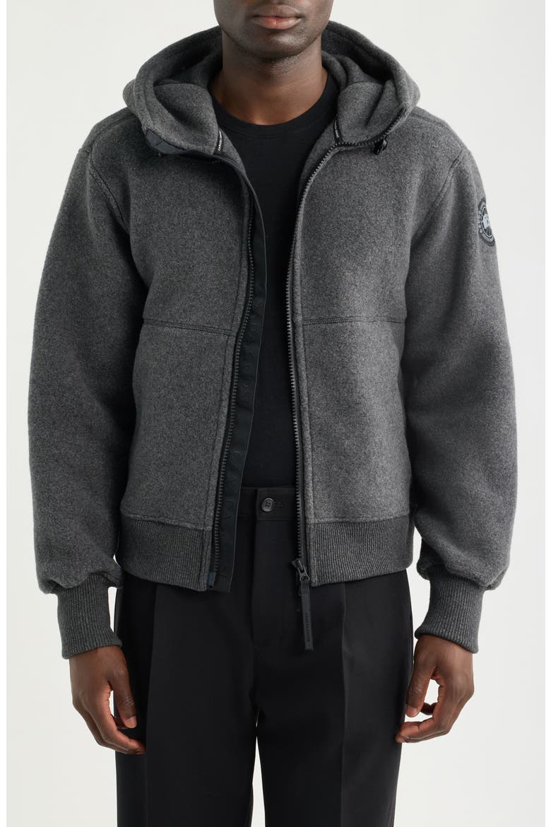 Chilliwack Kind Fleece Hooded Bomber Jacket, Main, color, ANCHOR GREY - GRIS ANCRE
