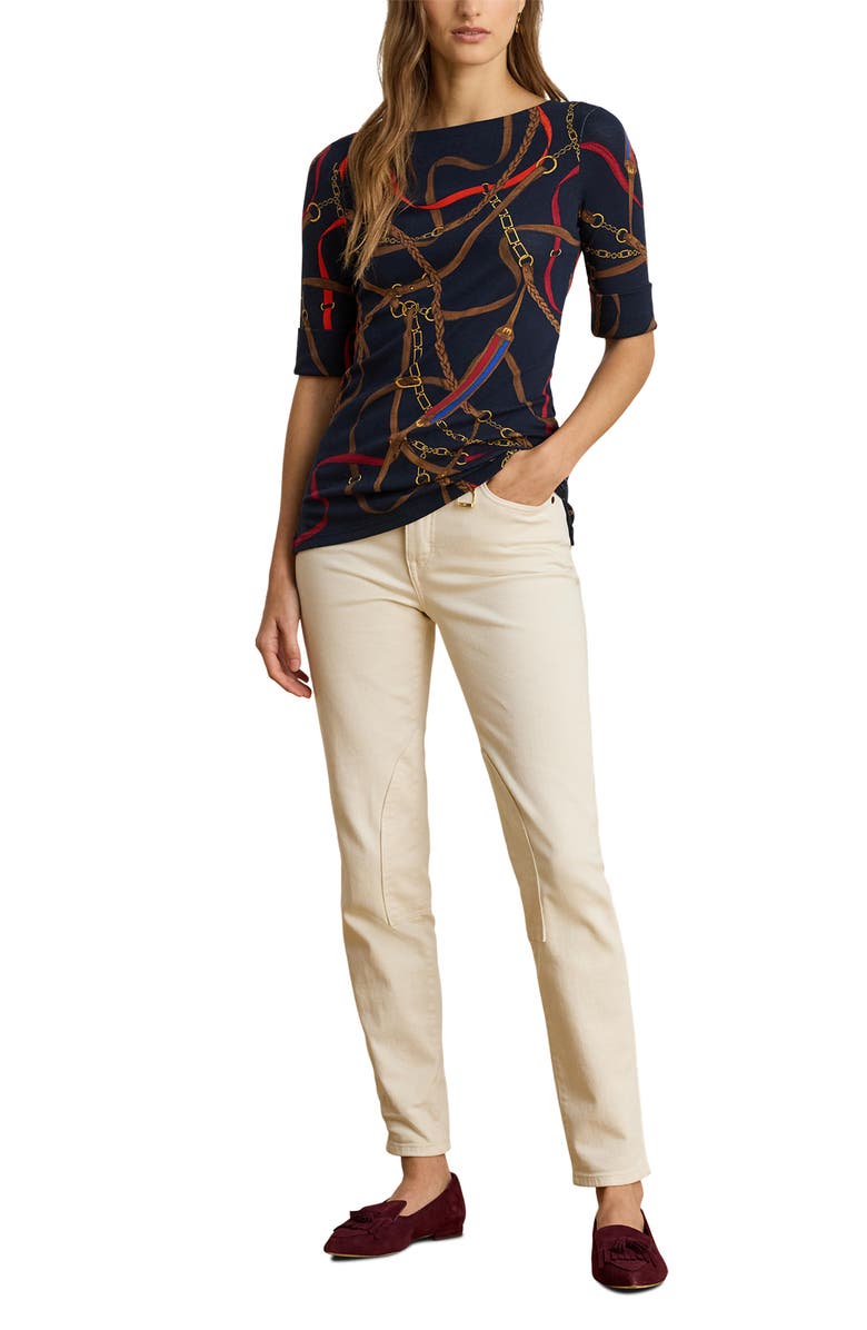 Lauren Ralph Lauren High Waist Stretch Denim Ankle Skinny Jeans, Alternate, color, Cream Wash