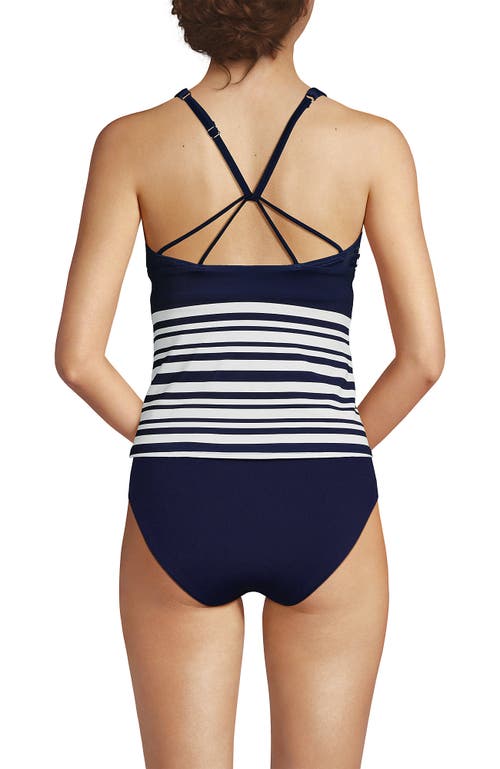 Lands' End Mastectomy Tugless High Neck Strappy Back Tankini Swimsuit Top