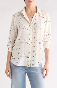 Lucky Brand Heart Print Button-Up Shirt