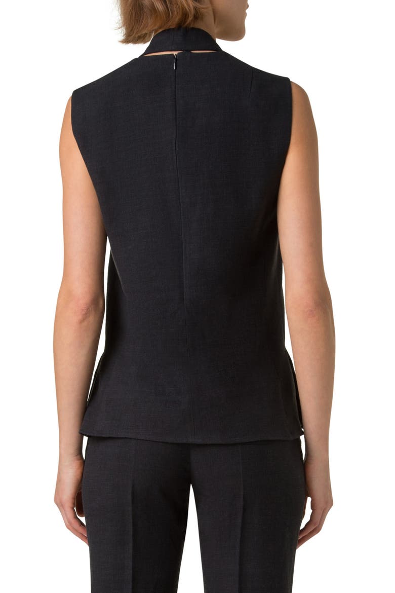 Sleeveless Linen & Wool Blouse, Alternate, color, BLACK