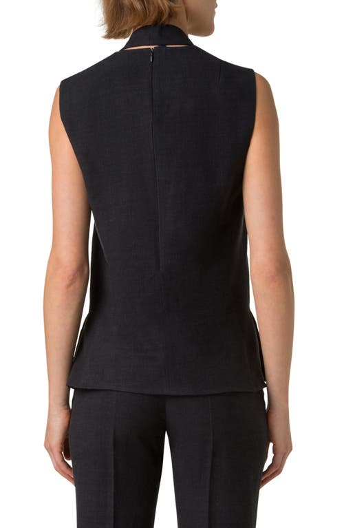 Shop Akris Sleeveless Linen & Wool Blouse In Black