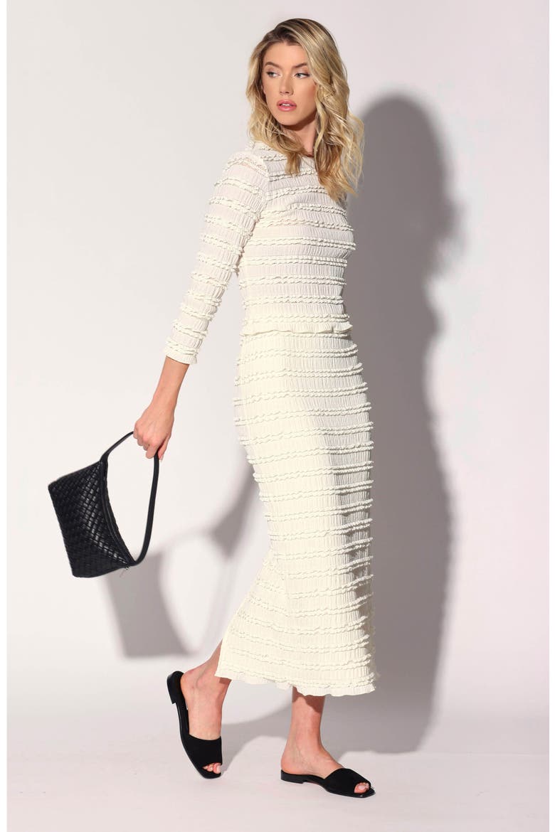 Roya Ruffle Midi Skirt, Alternate, color, CREAM LACE