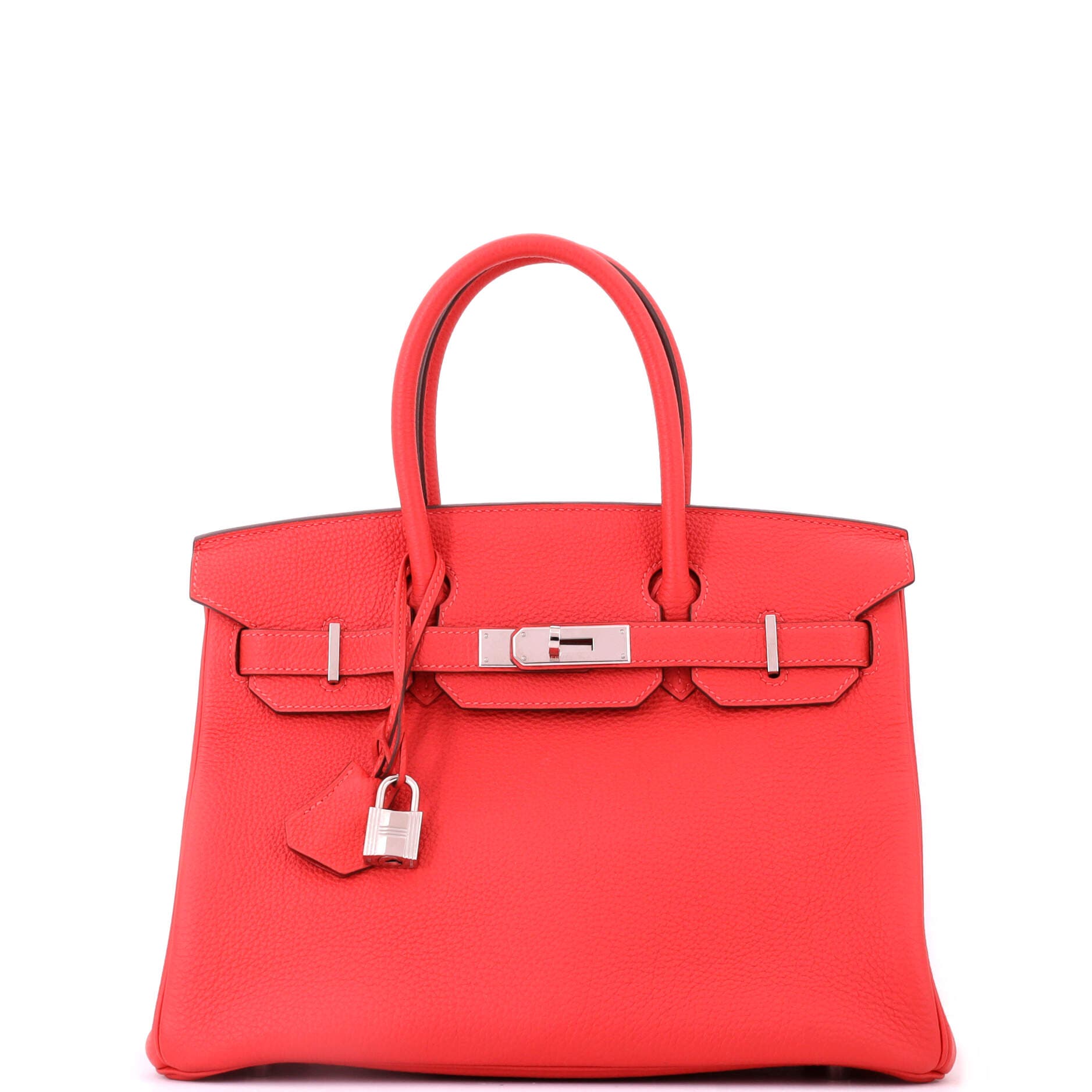 Pre-Owned Hermes Birkin Handbag Red Togo with Palladium Hardware 30, Main, color, Rouge Pivoine