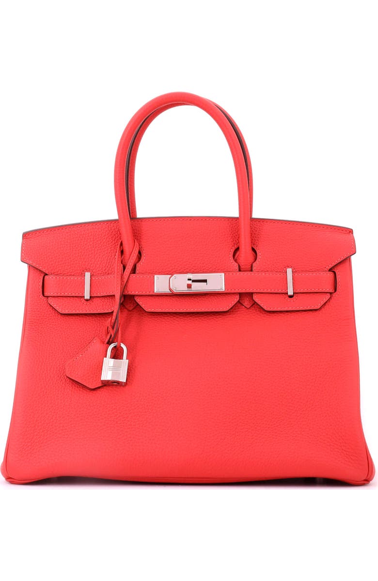 Pre-Owned Hermes Birkin Handbag Red Togo with Palladium Hardware 30, Main, color, Rouge Pivoine