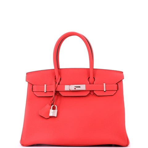 Birkin Handbag Red Togo with Palladium Hardware 30