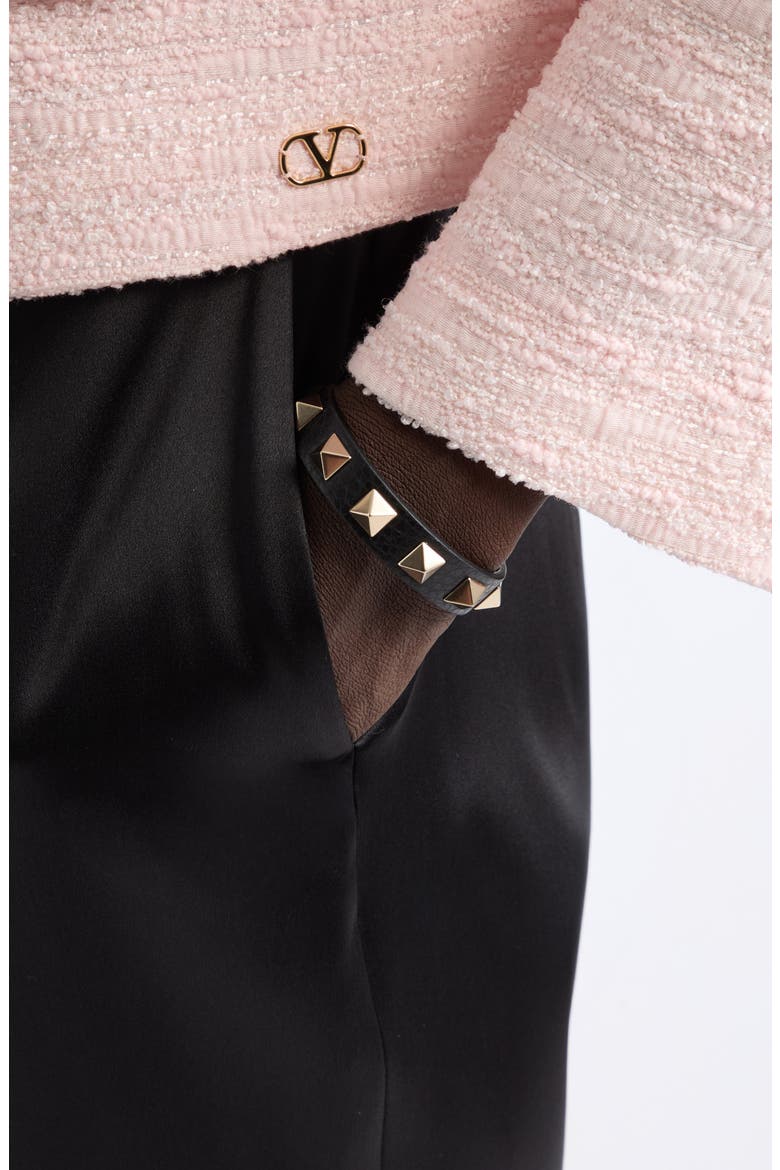 Valentino Rockstud Small Leather Bracelet, Alternate, color, BLACK