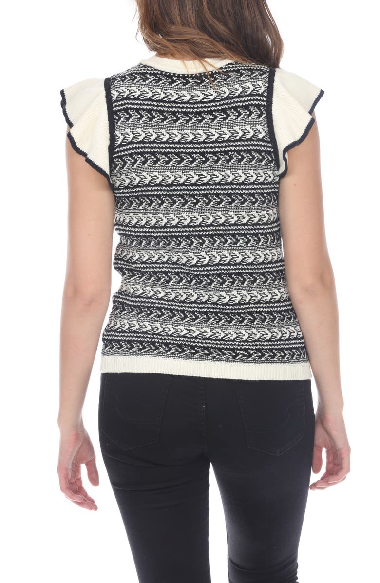 RAIN AND ROSE Ruffle Cap Sleeve Sweater, Alternate, color, Black