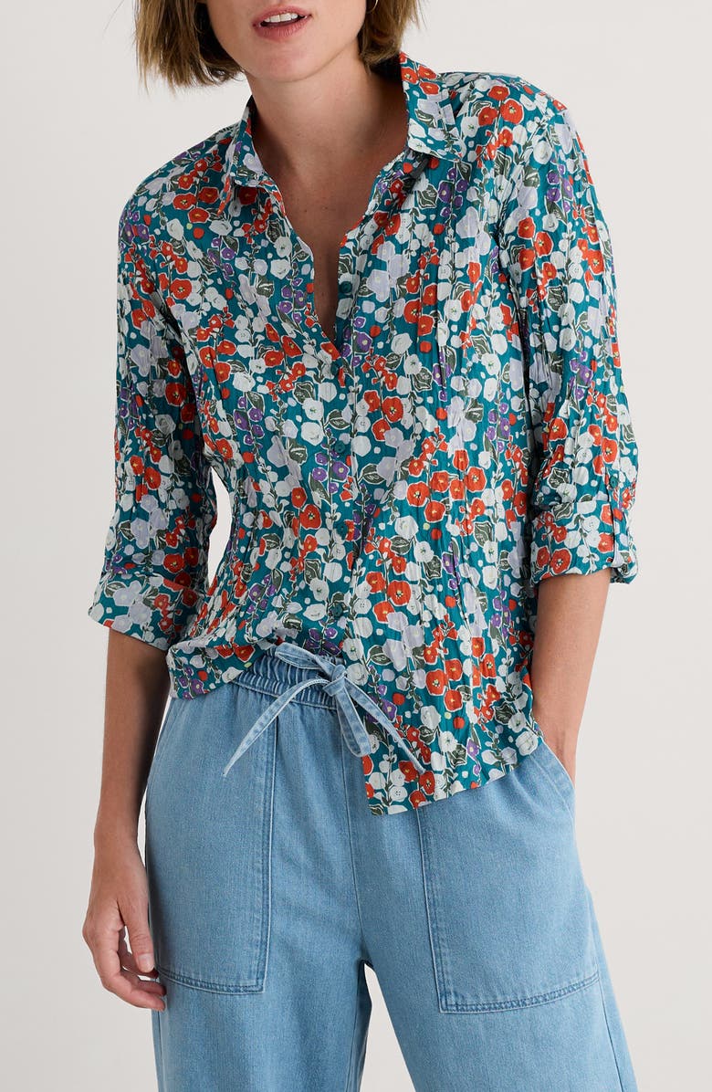 Seasalt Cornwall Larissa Floral Organic Cotton Button-Up Shirt, Main, color,