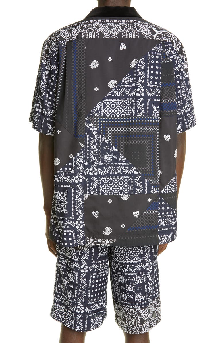 Sacai Hank Willis Thomas Archive Patchwork Short Sleeve Button-Up Shirt, Alternate, color, 