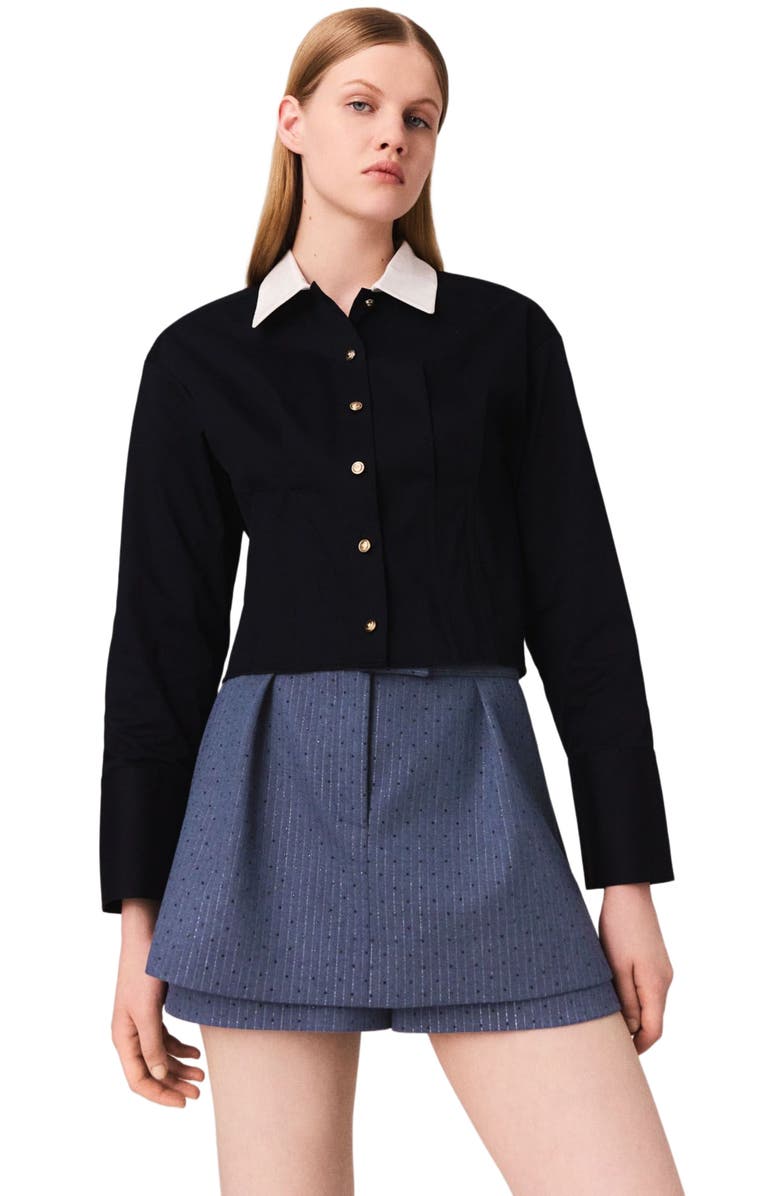 maje Rhinestone shorts, Alternate, color, Blue