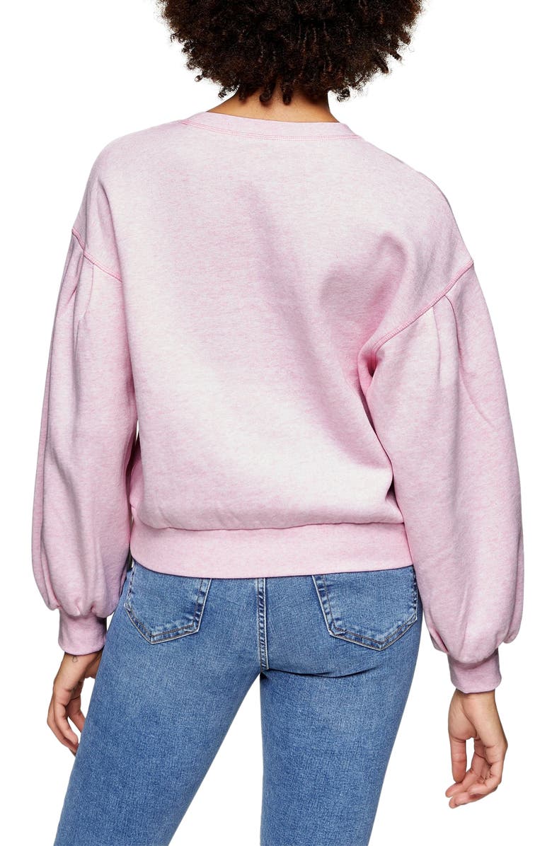Topshop Pleated Sleeve Sweatshirt, Alternate, color, 