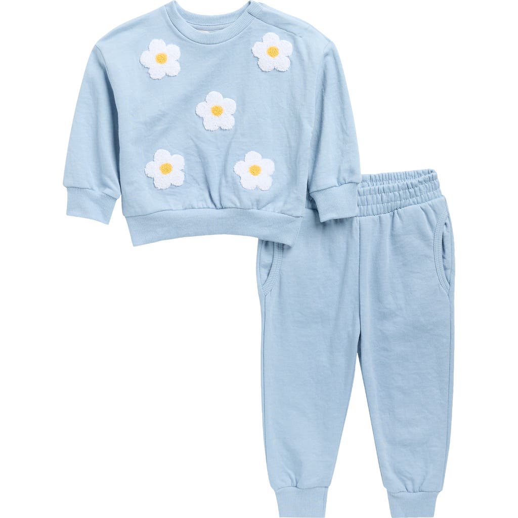 Jessica Simpson French Terry Flowers Sweatshirt & Joggers Set In Blue