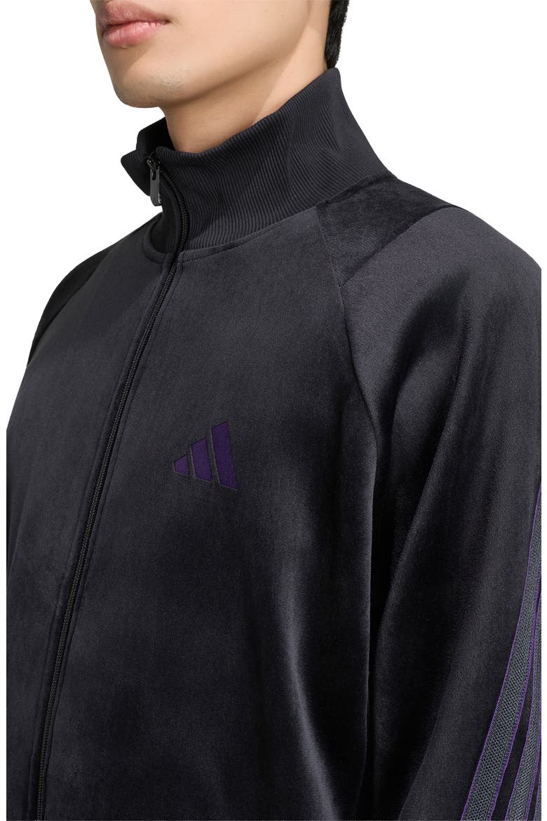 Velvet Track Jacket, Alternate, color, BLACK