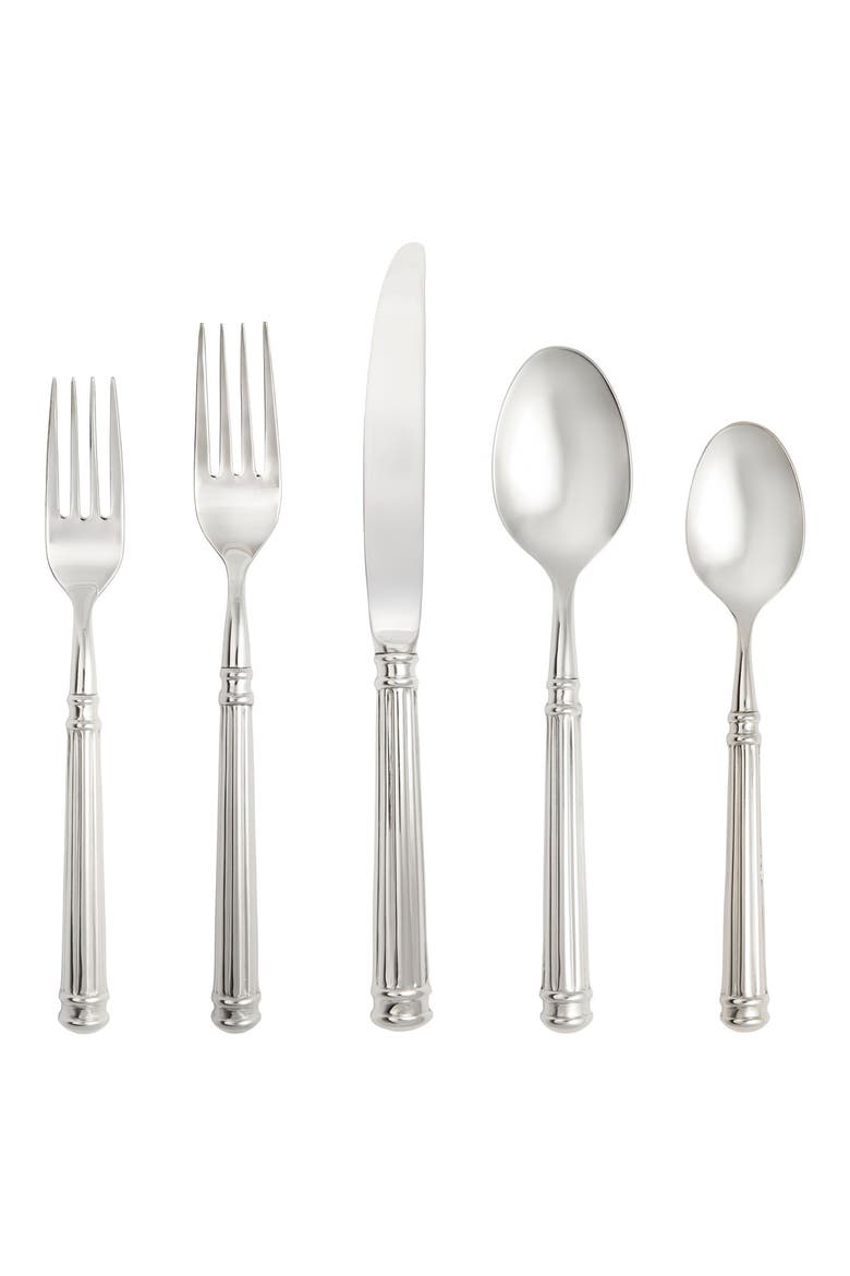 Nyssa Hollow 20-Piece Flatware Set, Main, color, SILVER