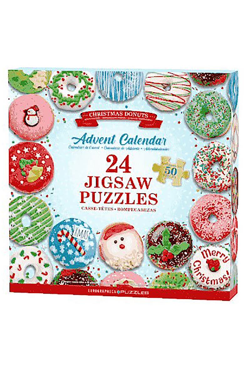 Puzzle Advent Calendar Christmas Donuts, Alternate, color, Multicolored